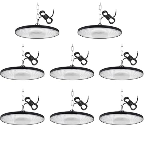 treoir LED UFO Industrielampe 200W, 20000LM UFO LED Hallenleuchte Kaltweiß 6500K LED Hallenstrahler, Wasserdicht IP65 LED Werkstattbeleuchtung Hallenbeleuchtung Led für Fabriken Garage (8pcs) von treoir