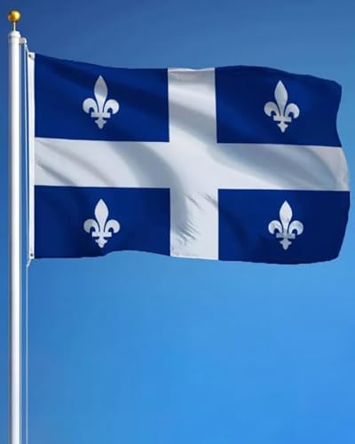 Quebec-Flagge, 90 x 150 cm, strapazierfähiges und leichtes Polyester, Quebec-Flagge mit verstärkten Ösen, ideal für Innen- und Außendekorationen, einfach zu befestigen von trésors d'érable