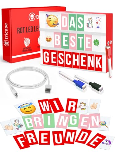 Lightbox Rot A4 mit 312 Buchstaben & Emoji & 3 Marker - Leuchtschild Buchstaben Tafel Geschenke für Mädchen & Frauen Weihnachten & Geburtstage - Lichtbox Rosa Decoration von tricase