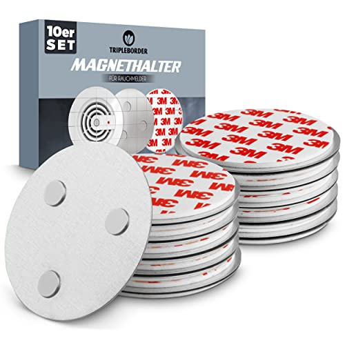 10x Universal Rauchmelder Magnethalter kein Bohren – Ø70mm Selbstklebende Klebepads für gängige Rauchmelder - Magnethalterung Rauchmelder von tripleborder