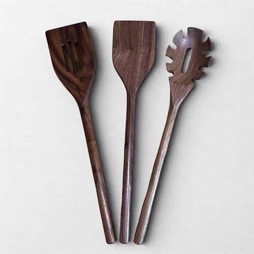 TB® The Chef’s Cook Walnut Set | Schwarze Walnuss Kochbesteck | Küchenutensilien | Handgemacht Unikate Massiv Design Robust Nachhaltig von tripleborder