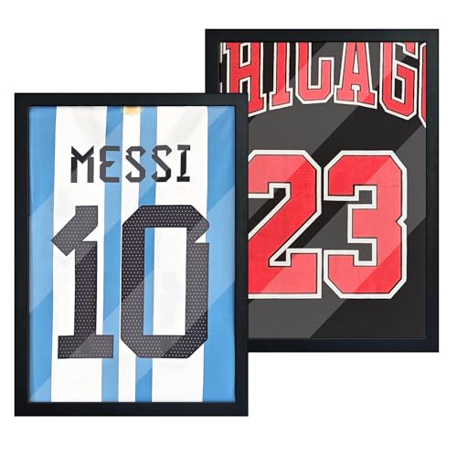 Trikot-Rahmen, 2 Stück, A3-Größe, Trikot-Rahmen, Präsentationsrahmen für Sporttrikot, mit Kiefernholz für Hockey, Fußball, Basketball, Baseball-Shirts von trlry