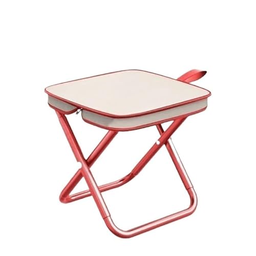 trmqnaf Outdoor-Klappstuhl, tragbarer kleiner Hocker, Angelstuhl, ultraleichter Camping-Teleskophocker, Picknickstuhl (Reißverschluss-Handtasche, rot, große Größe) von trmqnaf