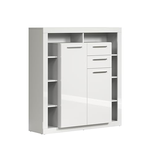 trendteam smart living - Highboard Schrank - Wohnen - Rock - Aufbaumaß (BxHxT) 121 x 128 x 40 cm - Farbe Weiß Hochglanz - 182686201 von trendteam smart living