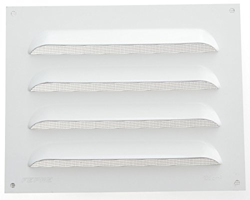 Wetterschutzgitter Lüftungsgitter Aluminium weiß 20 x 25 cm mit Fliegendraht Lamellengitter von FEPRE