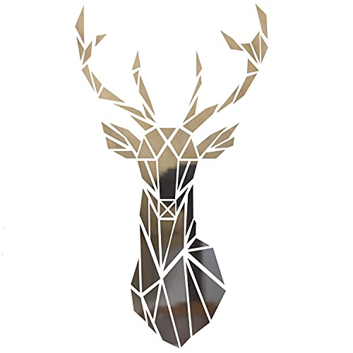 trooplex Spiegel Wandaufkleber 3D Hirsch Wandtattoo DIY Moderne Wandbilder zur Dekoration von Schlafzimmer Wohnzimmer Tv/Sofa Hintergrund dreidimensionaler Aufkleber aus Acryl Silber Deko (L, 72x43) von trooplex