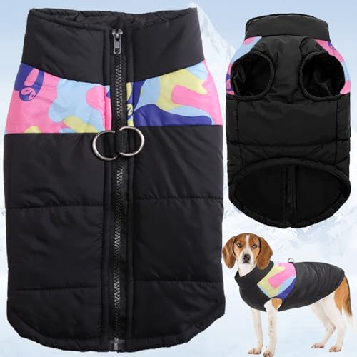 Haustier Hund Warm Mantel Jacke, Hundemantel Hundejacke Wasserdicht, Hunde Winterweste Jacken, Mit Sicherheitsloch für Kleine und Mittelgroße Hunde(Camouflage-pink) von truee