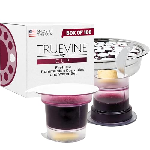 truevine Obere und untere Kommunionsbecher und Waffel-Set, vorgefüllte Tassen mit frischem ungesäuertem Brot und Traubensaft, sorgfältig verpackt und leicht zu öffnen, ideales Gastgeschenk zur von TrueVine
