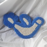 Handgetufteter Vogel Wandbehang - Blauer Mini Wandteppich Aus Reiner Wolle von tsalahatstudio