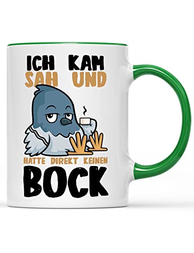 Kaffeetasse Ich kam sah und hatte direkt keinen Bock lustige Tasse, Farbe: grün von tshirtladen