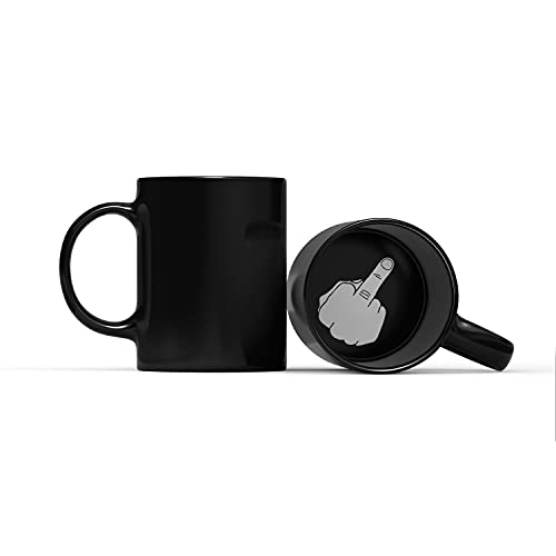 Mittelfinger Tasse schwarz bedruckt Innen lustige Tasse Spülmaschinenfest (schwarz) von tshirtladen