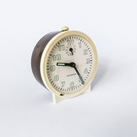 Alarm Clock - Vintage 70S 60S German Design Brown Beige & White With Glow in The Dark Display Dugena von tsiarde