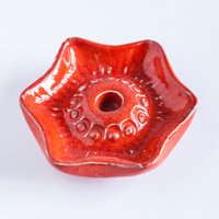 Candle Holder Red Star Passion Flower Blossom Ceramic Vintage Passiflora von tsiarde