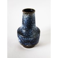 Vintage Blue Vase in Beautiful Earthen Tones - Classic 50S 60S 70S Lava Design, Handmade Unique German Mid-Century, Wagner Usingen von tsiarde