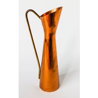 Vintage Copper Vase With Brass Handle - Amphora Shape Design Style Small 50S 60S von tsiarde