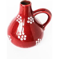 Vintage Red Vinous Brown Vase With White Dots - Ceramic 60S 70S Snowflake Jug Design von tsiarde