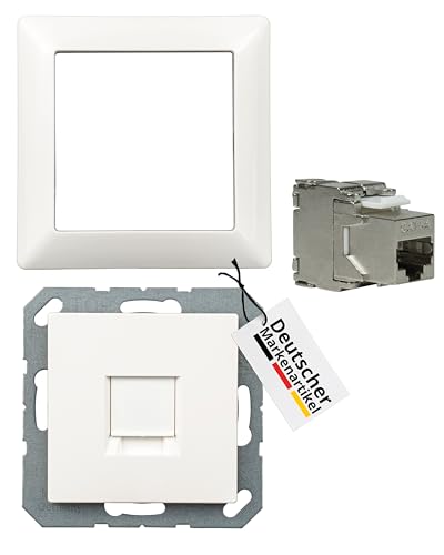 tsnetworks Keystone RJ45 Cat. 6A Modul inkl. Jung Keystone Abdeckung 1fach A1569-1WEWW & 1fach Rahmen AS581WW alpinweis, Netzwerkdose von tsnetworks