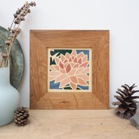 Seerose Blume Marquetry Wall Art, Kleine Rosa Lilie Wandbehang, Bild, Handgeschnittenes Blumenbild, Kunstwerk von ttdesignswoodcraft