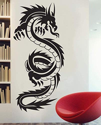 45X95Cm Tribal Tattoo Klassischer Chinesischer Drache Wandtattoo Aufkleber Dekor Wandkunst Vinyl Wandbild Individuelle Kunsttattoos Plus Size 45 * 95Cm von ttnan