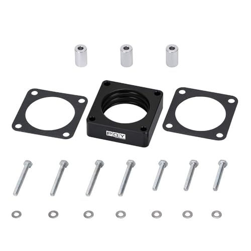Tucool Racing Aluminium-Drosselklappenkörper Abstandshalter passend für Jeep Wrangler Cherokee TJ YJ LJ XJ 2,5 l/4,0 l Motorgas mit Dichtung 2,5 cm Erhöhung Krümmer Vergaser (schwarz) von tucool racing