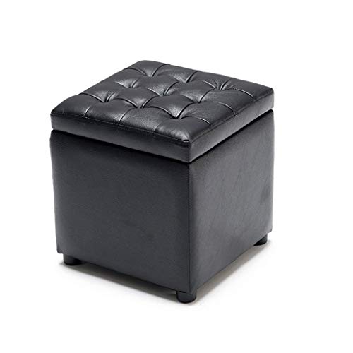 Aufbewahrungswürfel, Fußstütze, Hocker, Welpentreppe, Couchtisch mit Lochgriff, hält bis zu 100 kg, PU (Farbe: Schwarz, Größe: L) von tughjnbmdfslkeefj
