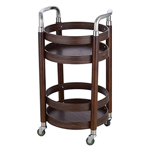 Bar-Servierwagen, mobiler Küchen-Servierwagen, Holz, Metall, Servierwagen, Roll-Servierwagen, Kicthen Barwagen auf Rädern, Küchenwagen mit Stauraum (Farbe: Walnuss 2) (Walnuss 2) von tughjnbmdfslkeefj
