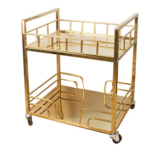 Barwagen, Gold, Servierwagen, für Küche, Esszimmer, Hausbar oder Buffet, Hausbar, Servierwagen, Küchenwagen mit Stauraum (Farbe: Stil 2) (Stil 2) von tughjnbmdfslkeefj