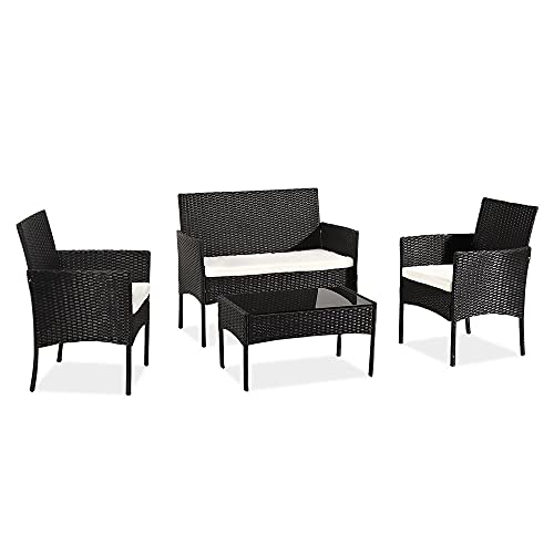 Dreifarbiges Terrassenmöbel-Set für den Außenbereich, Wohnzimmer, Balkon, Rattanmöbel, vierteilig, braune Gartenmöbel (Farbe: C) (C) von tughjnbmdfslkeefj