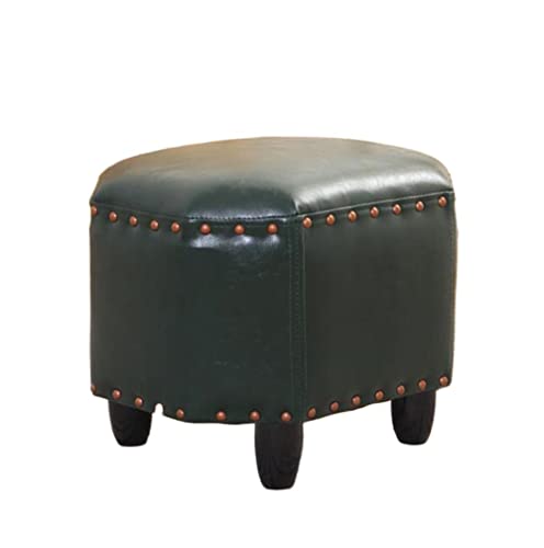 Fußstütze Kleiner Ottomane Hocker Öl Wachs Leder Moderner quadratischer Sitz Stuhl Fußhocker Rot (Farbe: Rot) (Grün) von tughjnbmdfslkeefj