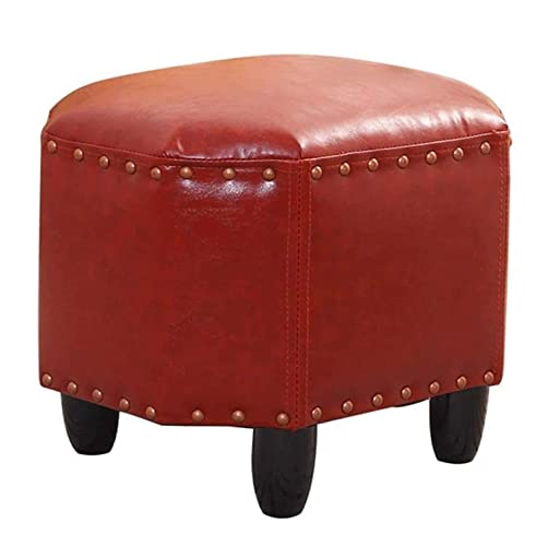 Fußstütze Kleiner Ottomane Hocker Öl Wachs Leder Moderner quadratischer Sitz Stuhl Fußhocker Rot (Farbe: Rot) (Rot) von tughjnbmdfslkeefj