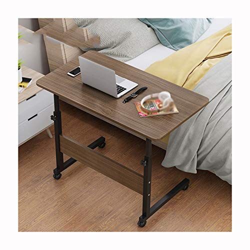 Mobiler Betttisch, Laptopwagen, Überbett, Laptoptisch, höhenverstellbar, mit 2 Ebenen, Aufbewahrungsregalen, Krankenhausbett, Esstisch mit Rollen (Farbe: 8040, schwarze Eichenfarbe) (schwarze Eiche von tughjnbmdfslkeefj
