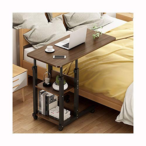 Mobiler Betttisch, Laptopwagen, Überbett, Laptoptisch, höhenverstellbar, mit 2 Ebenen, Aufbewahrungsregalen, Krankenhausbett, Esstisch mit Rollen (Farbe: 8040 schwarze Eiche) (80 x 40 cm, schwarze von tughjnbmdfslkeefj