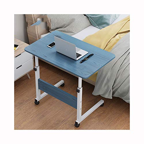 Mobiler Betttisch, Laptopwagen, Überbett, Laptoptisch, höhenverstellbar, mit 2 Ebenen, Aufbewahrungsregalen, Krankenhausbett, Esstisch mit Rollen (Farbe: 8040 schwarze Eiche) (Blau 60 x 40) von tughjnbmdfslkeefj