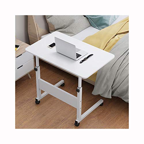 Mobiler Betttisch, Laptopwagen, Überbett, Laptoptisch, höhenverstellbar, mit 2 Ebenen, Aufbewahrungsregalen, Krankenhausbett, Esstisch mit Rollen (Farbe: 8040 schwarze Eiche) (Weiß 60 x 40) von tughjnbmdfslkeefj