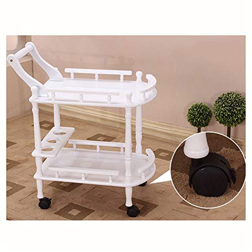 Multifunktionswagen, Holz, für Küche, Esszimmer, Hausbar oder Buffet, Hausbar, Servierwagen, Küchenwagen mit Stauraum (Farbe: Metallräder 2) (mit Bremse 1) von tughjnbmdfslkeefj