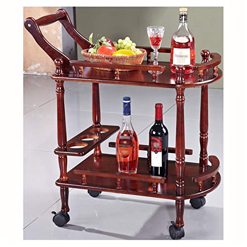 Multifunktionswagen, Holz, für Küche, Esszimmer, Hausbar oder Buffet, Hausbar, Servierwagen, Küchenwagen mit Stauraum (Farbe: mit Bremse 1) (mit Bremse) von tughjnbmdfslkeefj