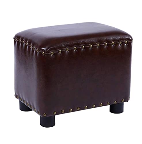 Ottomane Fußstütze Hocker PU-Leder Kleiner Stuhl Sitz Couch Kleiner Ottomane Hocker Braun (Farbe: Gelb) (Braun) von tughjnbmdfslkeefj