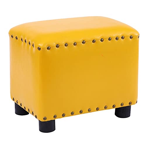 Ottomane Fußstütze Hocker PU-Leder Kleiner Stuhl Sitz Couch Kleiner Ottomane Hocker Braun (Farbe: Gelb) (Gelb) von tughjnbmdfslkeefj