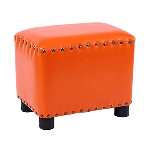Ottomane Fußstütze Hocker PU-Leder Kleiner Stuhl Sitz Couch Kleiner Ottomane Hocker Braun (Farbe: Gelb) (Orange) von tughjnbmdfslkeefj