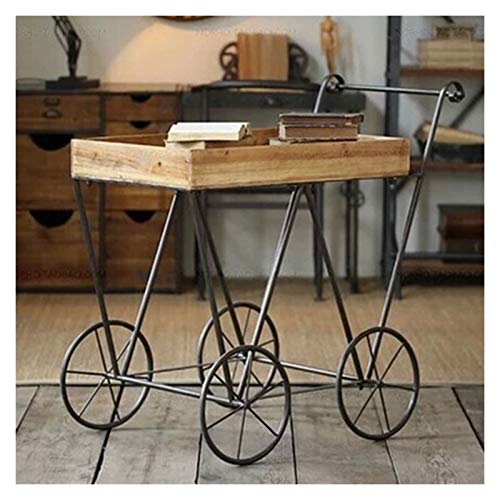 Rollbarer Küchenwagen aus Massivholz, Metallrahmen, Aufbewahrungsbarwagen mit Oberbox, Behälter, Rollen, Hausbar, Küchenwagen mit Stauraum (Farbe: Holzkiste 2) (Holzkiste 2) von tughjnbmdfslkeefj