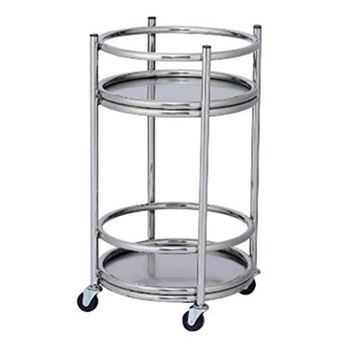 Runder Barwagen, Barwagen, rollender Servierwagen, für Zuhause, Küche, Club, mobile Küche, Servierwagen, Servierbar, Barwagen, Küchenwagen mit Stauraum (Farbe: Edelstahl 2) (Edelstahl 2) von tughjnbmdfslkeefj