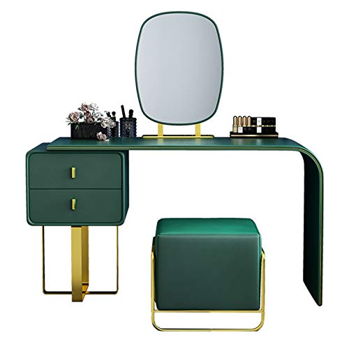Schlafzimmer-Schminktisch, kleine Aufbewahrungsmöbel, Schminktisch, 2 Schubladen mit Spiegel, Schminktisch-Set (Farbe: Beige, Größe: Länge 120 cm) (Dunkelgrün, Länge 120 cm) von tughjnbmdfslkeefj