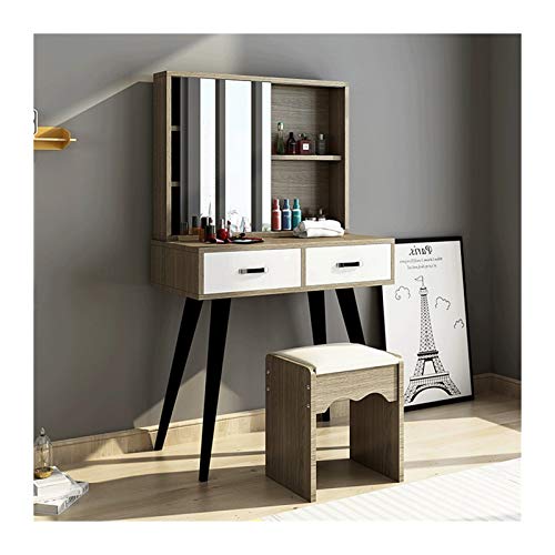 Schminktisch Schlafzimmer Multifunktionaler Schminktisch mit Spiegel Schublade Regale Set Schminktisch Set (Farbe: 2 Fuß Schminktisch) (1,2 m Schminktisch) von tughjnbmdfslkeefj