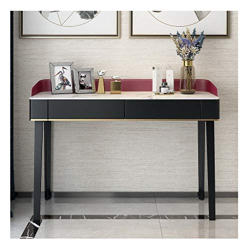 Schminktisch mit Spiegel, Schminktisch-Set mit Hocker, ovaler Spiegel, 2 Schubladen, platzsparendes Design, Schminktisch-Set (Farbe: Rot + Hocker, Größe: Länge 80 cm) (Rot, Länge 100 cm) von tughjnbmdfslkeefj