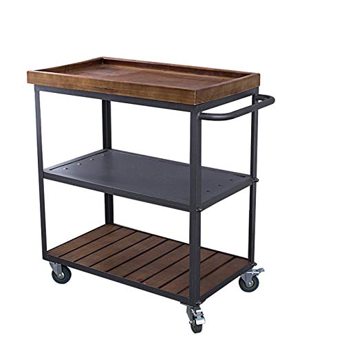 Servierwagen für die Küche, Teestation, Schubwagen, 2 Etagen, offen, Deluxe-Rollen, Küchenwagen mit Stauraum (Größe: 60 x 40 x 70 cm) (100 x 50 x 70 cm) von tughjnbmdfslkeefj