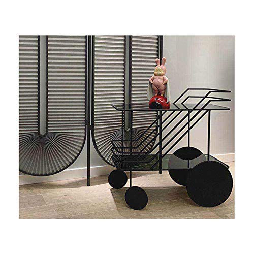 Weinbarwagen mit 2 Glasregalen und Rollen, geeignet für Küche, Club, Wohnzimmer, Glas-Servierwagen, Küchenwagen mit Stauraum (Farbe: Weiß) (Schwarz) von tughjnbmdfslkeefj