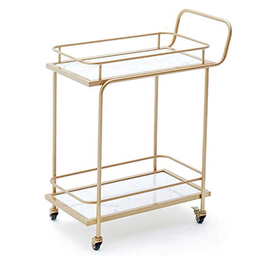 Weinbarwagen mit 2 Regalen und Rollen für Zuhause, Küche, Club, 86 x 60 x 35 cm, Küchenwagen mit Stauraum (Farbe: weißer Marmor) (weiß) von tughjnbmdfslkeefj