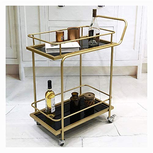 Weinbarwagen mit 2 Regalen und Rollen für Zuhause, Küche, Club, sehr geeignet für Zuhause, Wohnzimmer, Hausbar, Küchenwagen mit Stauraum (Farbe: schwarzes Panel) (schwarzes Panel) von tughjnbmdfslkeefj