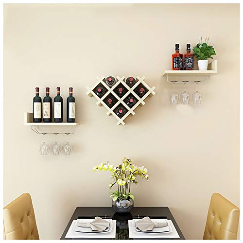 Weinregal, 5-teiliges Set, herzförmiger Wandanzug mit Ablageregal, kreativ, modern, schlicht, multifunktional, Wandvitrine, Regal (Farbe: Eiche, Größe: B) (Eiche B) von tughjnbmdfslkeefj
