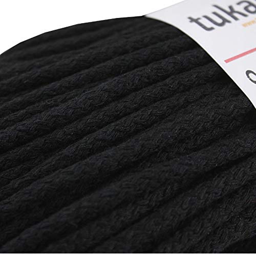 tukan-tex Baumwollkordel Kordel Baumwolle makramee garn 5mm - Baumwollseil Baumwollgarn baumwollschnur kordelband 100% Cotton (schwarz) von tukan-tex